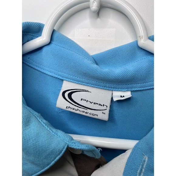 Phresh Blue,‎ White & Brown Polo, Medium, Short Sleeve, Button Collar - Picture 4 of 4